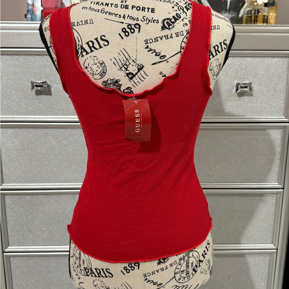 GUESS Red Button-Down Tank - Picture 2 of 3